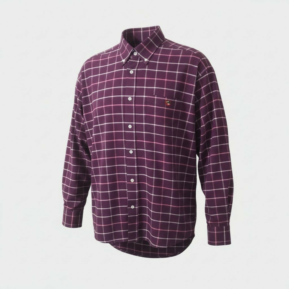 Duck Head Classic Oxford Mens Large Purple Windowpane Plaid Button Down Shirt